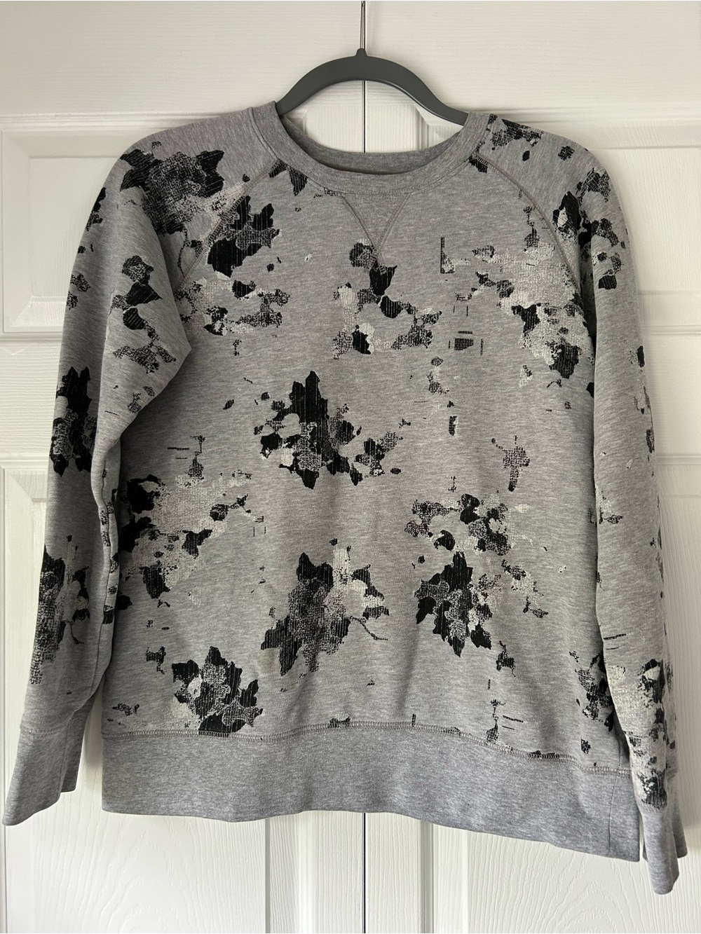 The North Face Women's Grey Crewneck Sweatshirt with Black &White Abstract Print